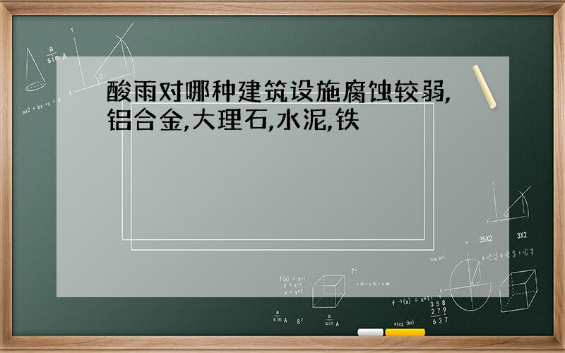 酸雨对哪种建筑设施腐蚀较弱,铝合金,大理石,水泥,铁