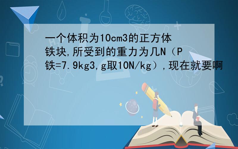 一个体积为10cm3的正方体铁块,所受到的重力为几N（P铁=7.9kg3,g取10N/kg）,现在就要啊