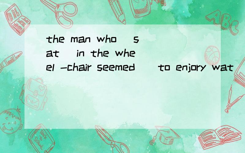 the man who (sat )in the wheel -chair seemed ( to enjory wat