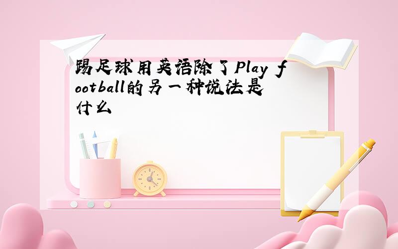 踢足球用英语除了Play football的另一种说法是什么