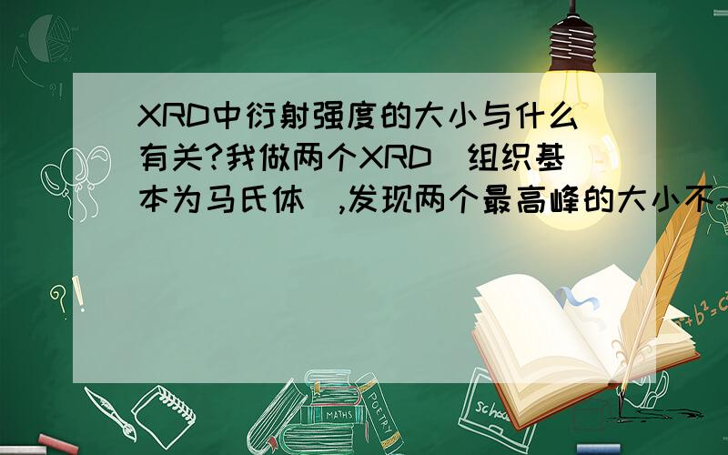 XRD中衍射强度的大小与什么有关?我做两个XRD（组织基本为马氏体）,发现两个最高峰的大小不一样,一个7000,一个是6