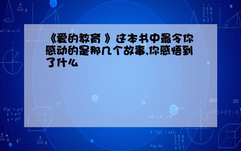 《爱的教育 》这本书中最令你感动的是那几个故事,你感悟到了什么