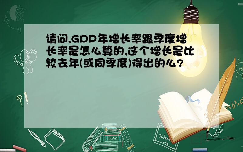 请问,GDP年增长率跟季度增长率是怎么算的,这个增长是比较去年(或同季度)得出的么?