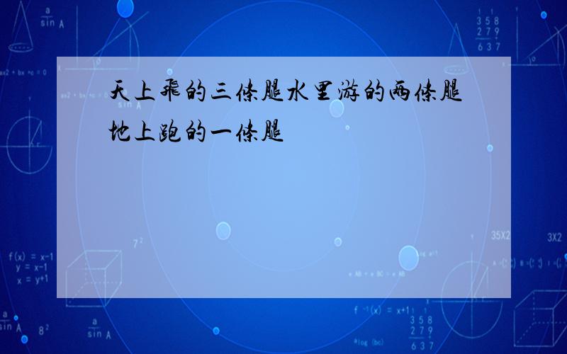 天上飞的三条腿水里游的两条腿地上跑的一条腿