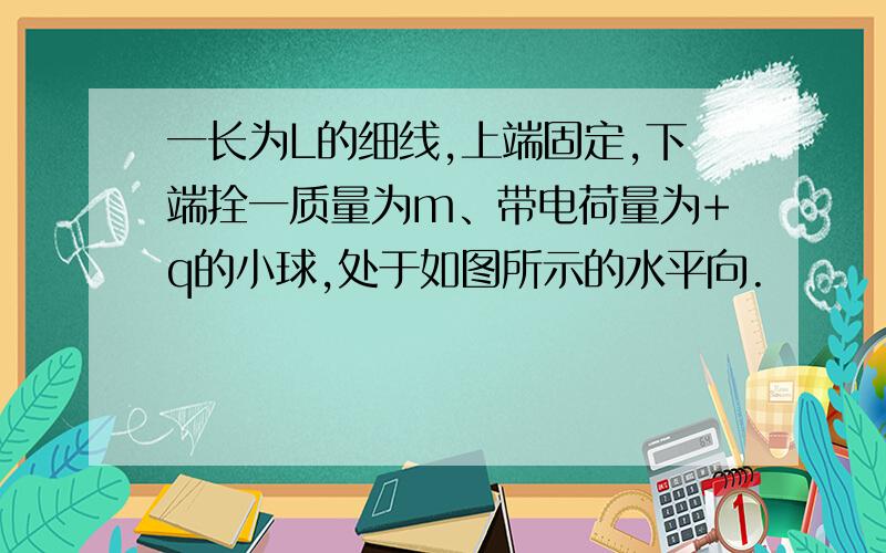 一长为L的细线,上端固定,下端拴一质量为m、带电荷量为+q的小球,处于如图所示的水平向.