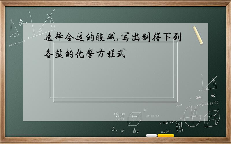 选择合适的酸碱,写出制得下列各盐的化学方程式