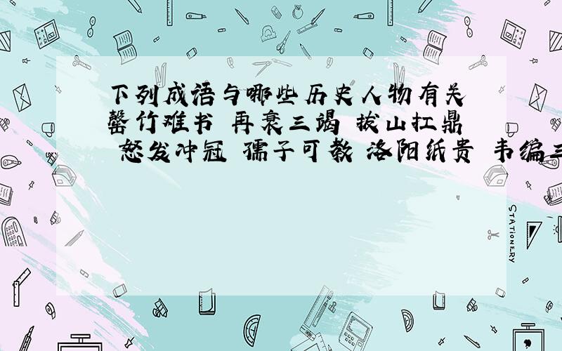 下列成语与哪些历史人物有关 罄竹难书 再衰三竭 拔山扛鼎 怒发冲冠 孺子可教 洛阳纸贵 韦编三绝