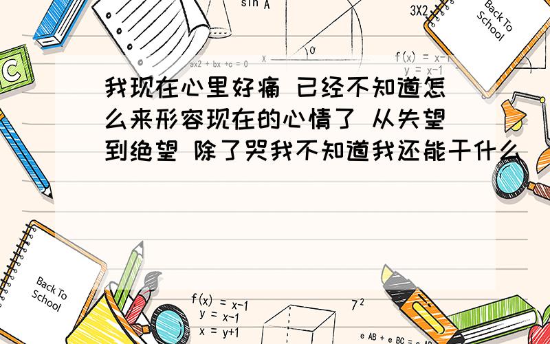 我现在心里好痛 已经不知道怎么来形容现在的心情了 从失望到绝望 除了哭我不知道我还能干什么