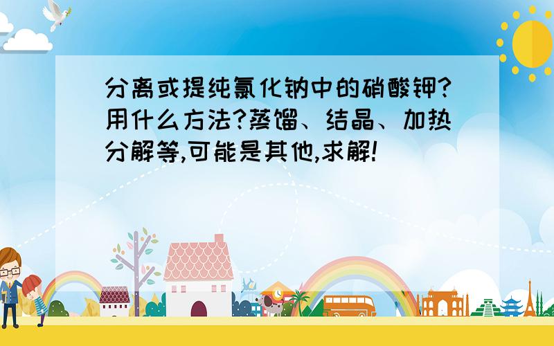 分离或提纯氯化钠中的硝酸钾?用什么方法?蒸馏、结晶、加热分解等,可能是其他,求解!