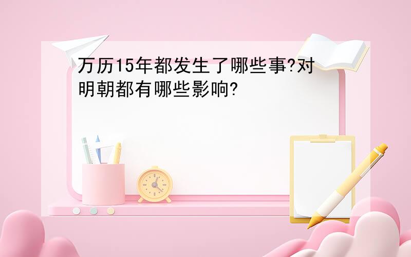 万历15年都发生了哪些事?对明朝都有哪些影响?