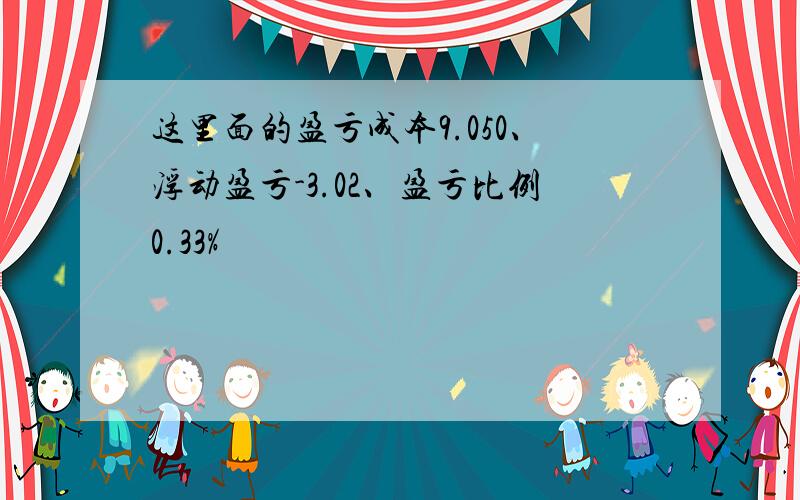 这里面的盈亏成本9.050、浮动盈亏-3.02、盈亏比例0.33%