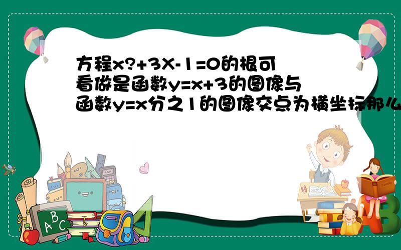 方程x?+3X-1=0的根可看做是函数y=x+3的图像与函数y=x分之1的图像交点为横坐标那么用此方程可推断方程x?