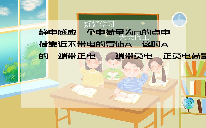 静电感应一个电荷量为Q的点电荷靠近不带电的导体A,这时A的一端带正电,一端带负电,正负电荷量相等,那么和Q比较哪个大?为