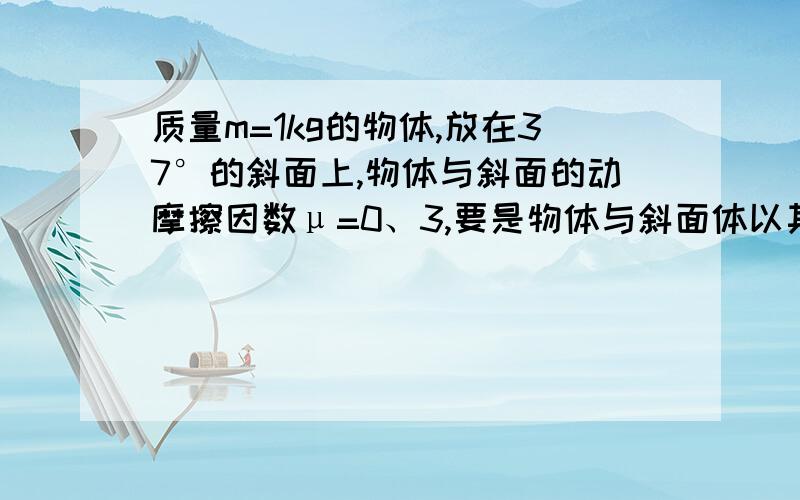 质量m=1kg的物体,放在37°的斜面上,物体与斜面的动摩擦因数μ=0、3,要是物体与斜面体以其相对静止沿水平方向向左加