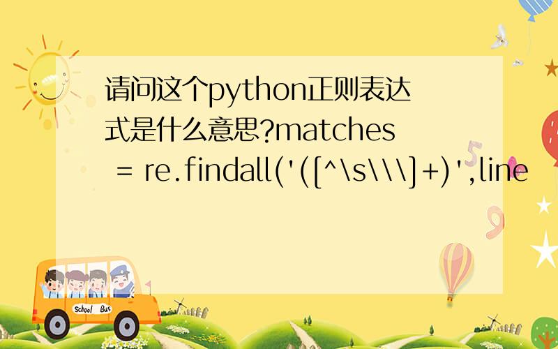 请问这个python正则表达式是什么意思?matches = re.findall('([^\s\\\]+)',line