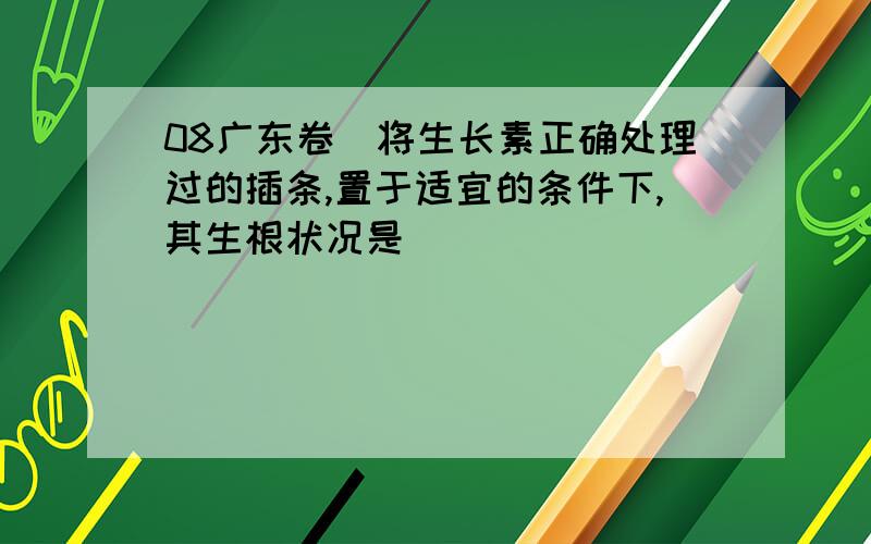 08广东卷)将生长素正确处理过的插条,置于适宜的条件下,其生根状况是