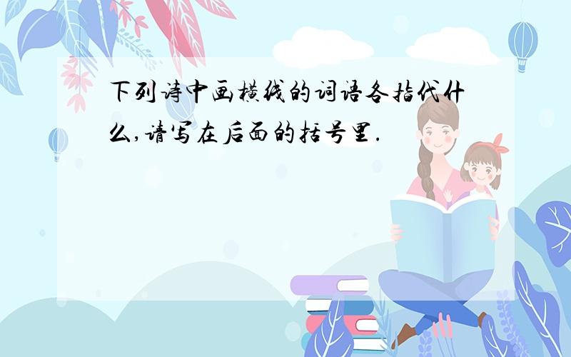 下列诗中画横线的词语各指代什么,请写在后面的括号里.