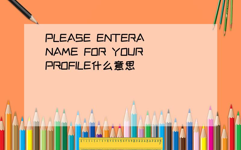 PLEASE ENTERA NAME FOR YOUR PROFILE什么意思