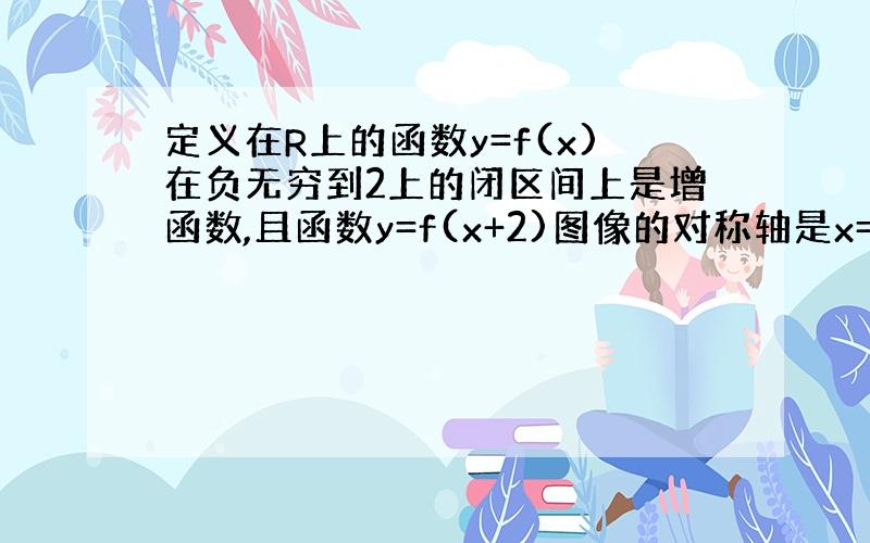 定义在R上的函数y=f(x)在负无穷到2上的闭区间上是增函数,且函数y=f(x+2)图像的对称轴是x=0,则