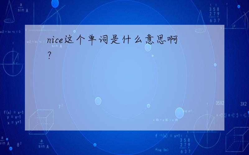 nice这个单词是什么意思啊?