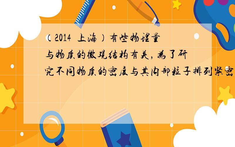 （2014•上海）有些物理量与物质的微观结构有关，为了研究不同物质的密度与其内部粒子排列紧密程度的关系，小伟通过