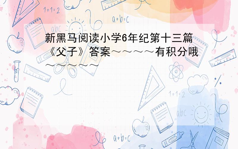 新黑马阅读小学6年纪第十三篇《父子》答案～～～～有积分哦～～～～～