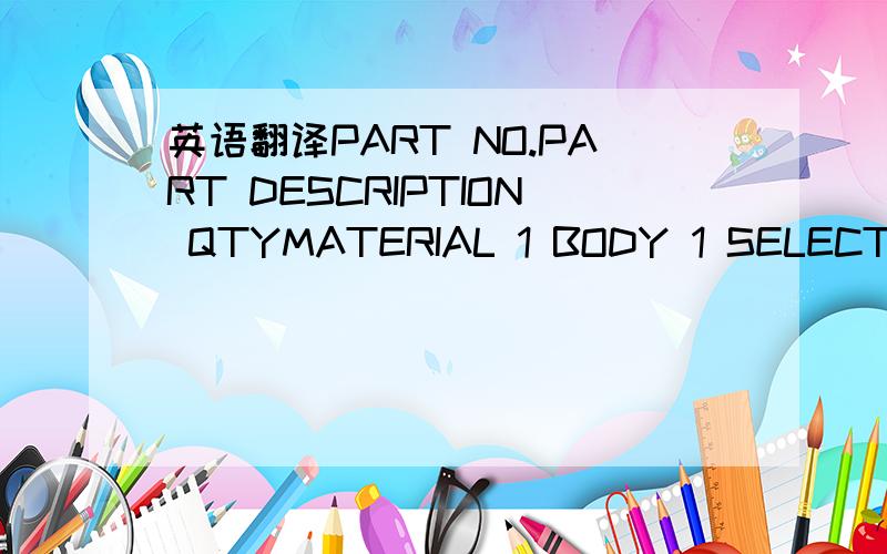 英语翻译PART NO.PART DESCRIPTION QTYMATERIAL 1 BODY 1 SELECTION