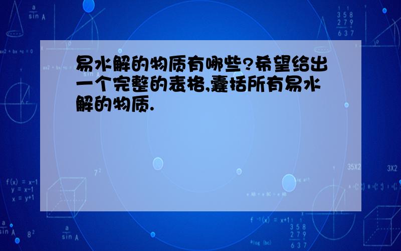 易水解的物质有哪些?希望给出一个完整的表格,囊括所有易水解的物质.