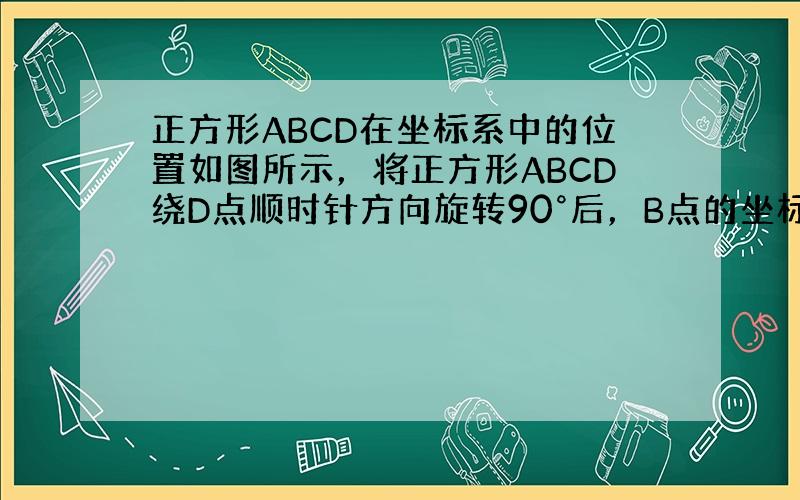 正方形ABCD在坐标系中的位置如图所示，将正方形ABCD绕D点顺时针方向旋转90°后，B点的坐标为______．