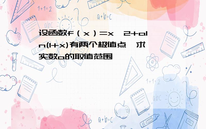 设函数f（x）=x^2+aln(1+x)有两个极值点,求实数a的取值范围