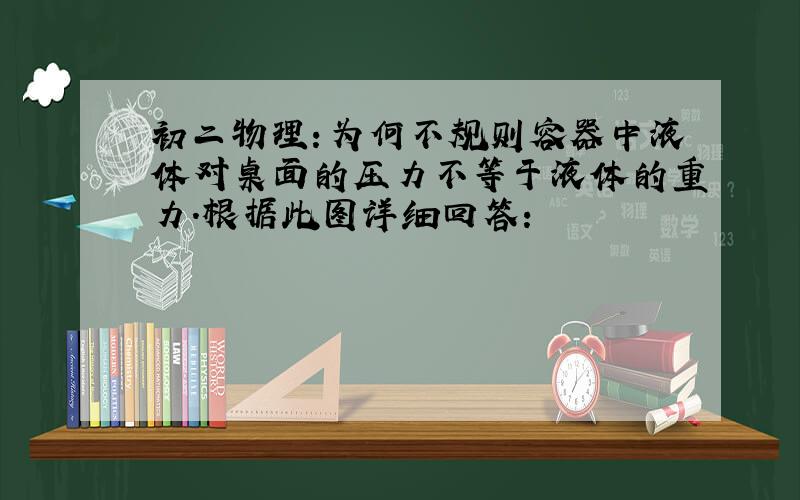 初二物理：为何不规则容器中液体对桌面的压力不等于液体的重力.根据此图详细回答：