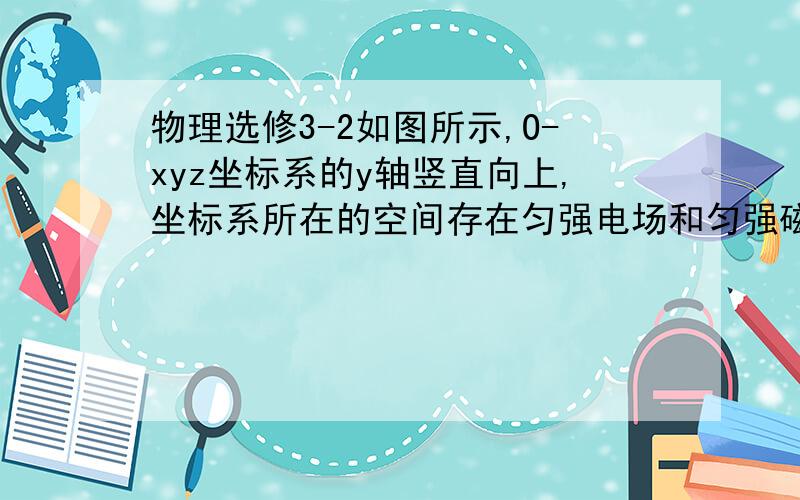 物理选修3-2如图所示,O-xyz坐标系的y轴竖直向上,坐标系所在的空间存在匀强电场和匀强磁场,电场方向与x轴平行．从y