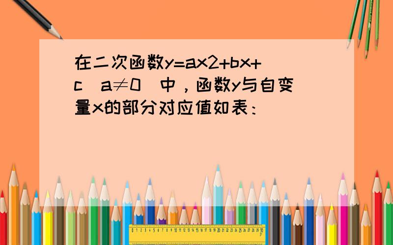 在二次函数y=ax2+bx+c（a≠0）中，函数y与自变量x的部分对应值如表：