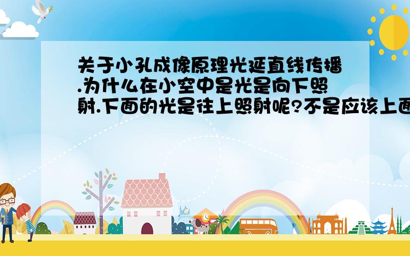 关于小孔成像原理光延直线传播.为什么在小空中是光是向下照射.下面的光是往上照射呢?不是应该上面的光直接照进小孔中正对应的