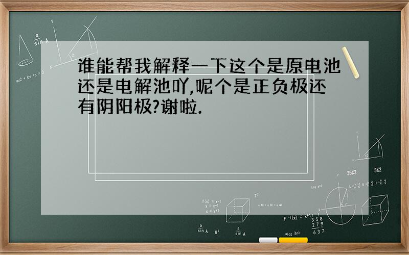 谁能帮我解释一下这个是原电池还是电解池吖,呢个是正负极还有阴阳极?谢啦.