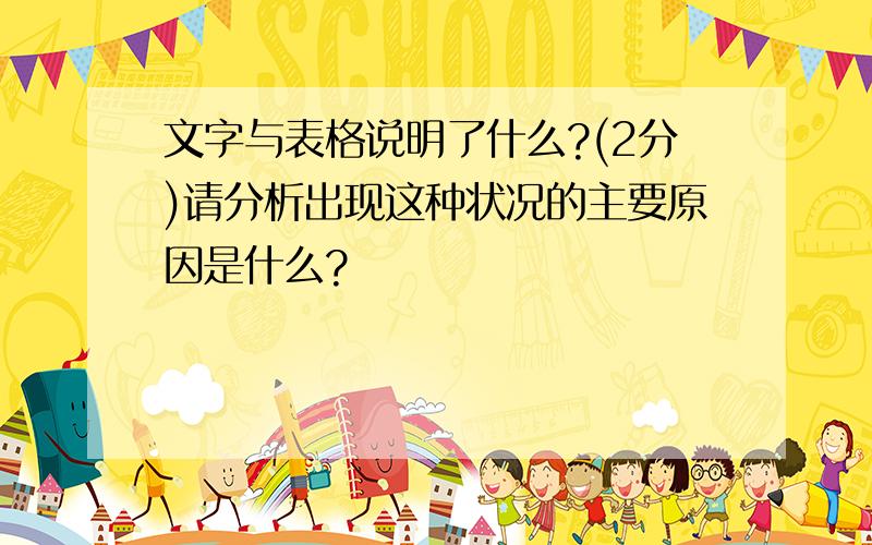 文字与表格说明了什么?(2分)请分析出现这种状况的主要原因是什么?