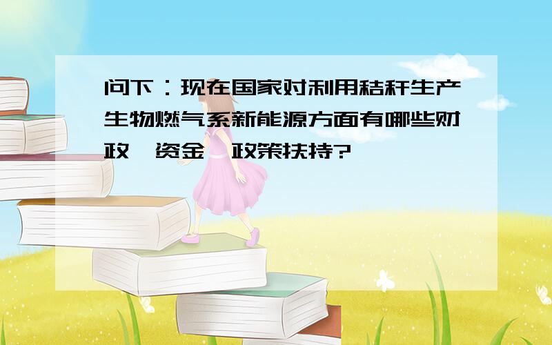 问下：现在国家对利用秸秆生产生物燃气系新能源方面有哪些财政、资金、政策扶持?