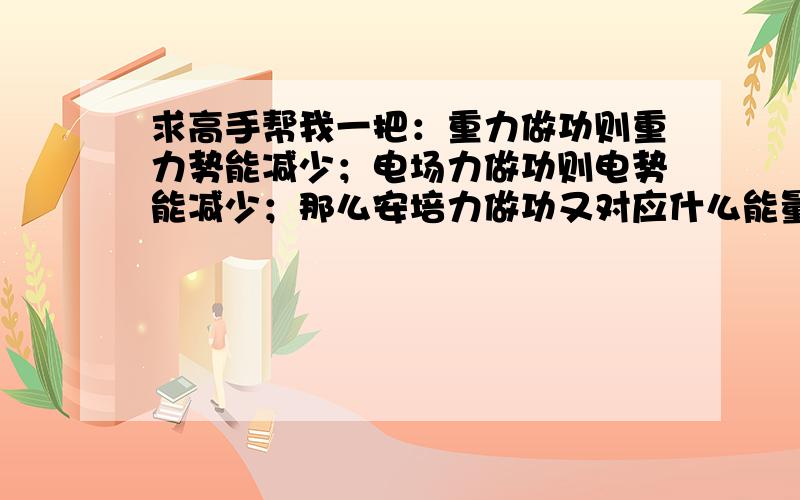 求高手帮我一把：重力做功则重力势能减少；电场力做功则电势能减少；那么安培力做功又对应什么能量变化呢