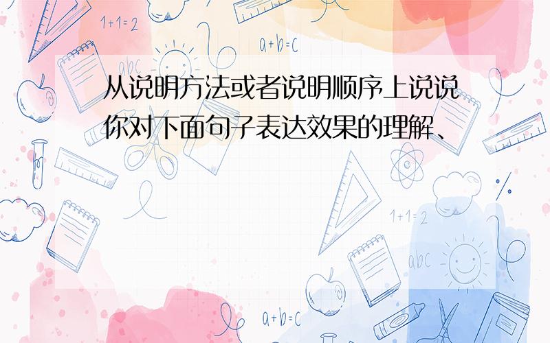 从说明方法或者说明顺序上说说你对下面句子表达效果的理解、