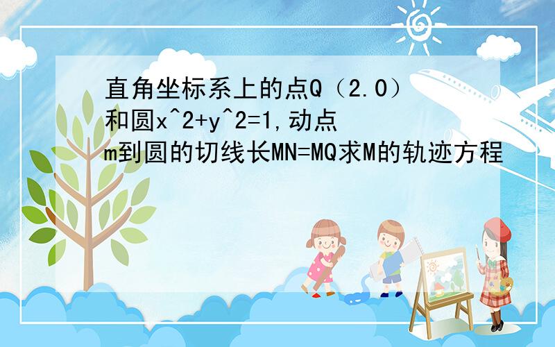 直角坐标系上的点Q（2.0）和圆x^2+y^2=1,动点m到圆的切线长MN=MQ求M的轨迹方程