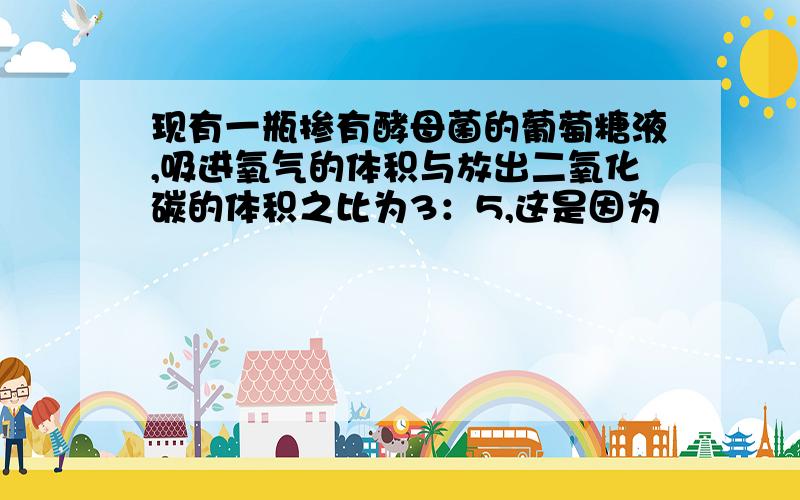 现有一瓶掺有酵母菌的葡萄糖液,吸进氧气的体积与放出二氧化碳的体积之比为3：5,这是因为