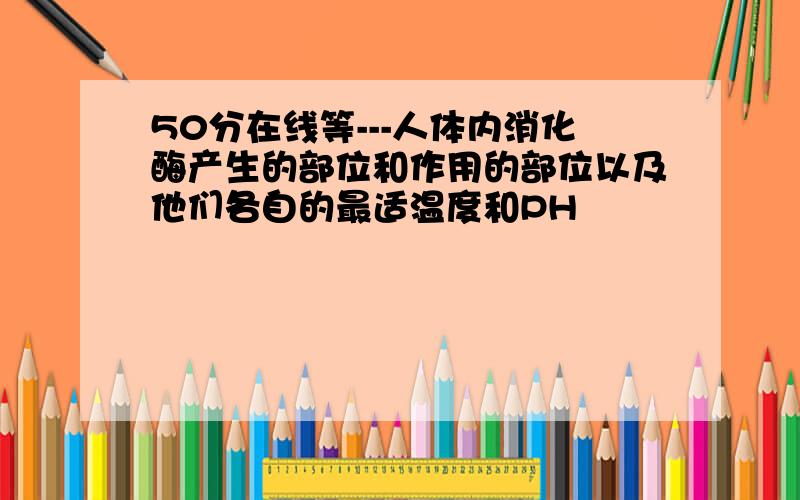 50分在线等---人体内消化酶产生的部位和作用的部位以及他们各自的最适温度和PH