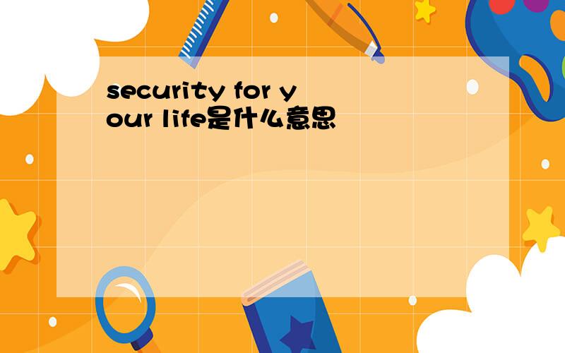 security for your life是什么意思