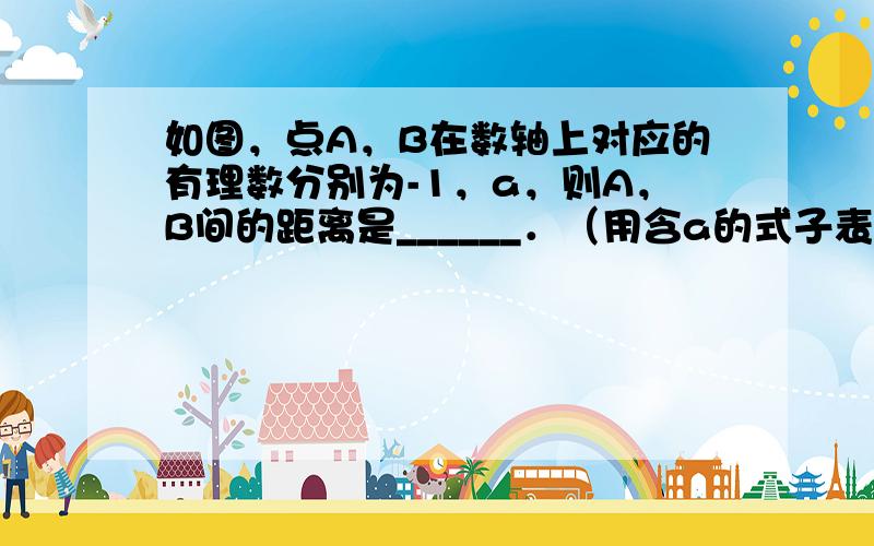 如图，点A，B在数轴上对应的有理数分别为-1，a，则A，B间的距离是______．（用含a的式子表示）