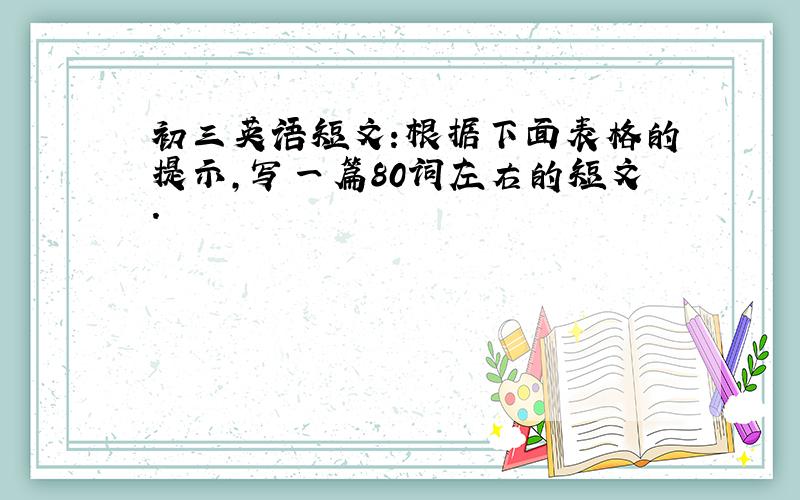 初三英语短文:根据下面表格的提示,写一篇80词左右的短文.