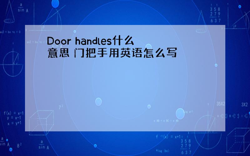 Door handles什么意思 门把手用英语怎么写