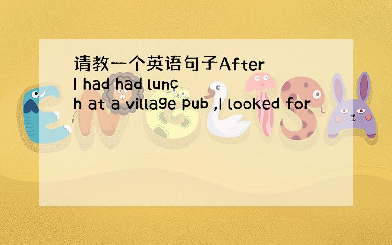 请教一个英语句子After I had had lunch at a village pub ,I looked for