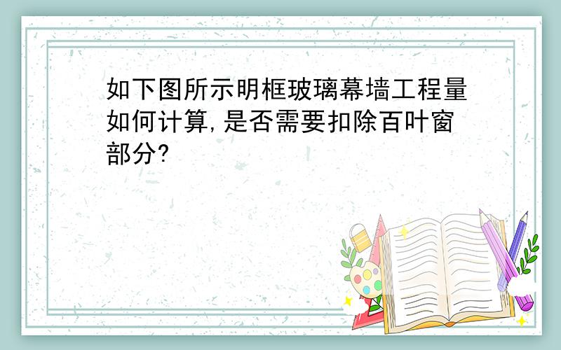 如下图所示明框玻璃幕墙工程量如何计算,是否需要扣除百叶窗部分?