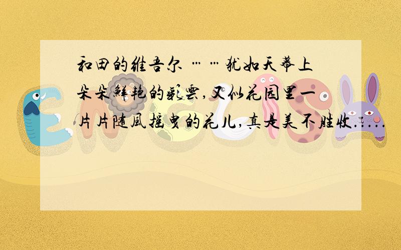 和田的维吾尔 ……犹如天幕上朵朵鲜艳的彩云,又似花园里一片片随风摇曳的花儿,真是美不胜收.....