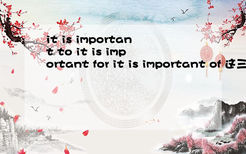 it is important to it is important for it is important of 这三